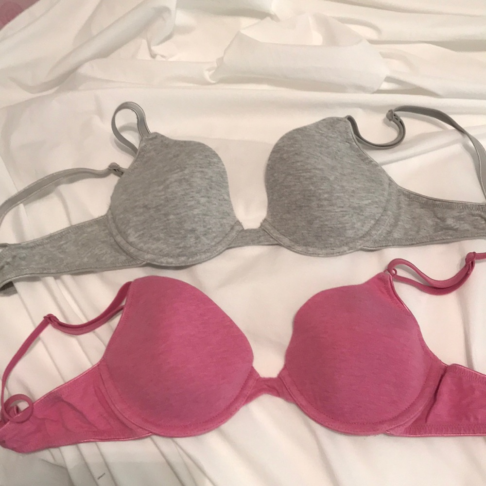 Pink and gray t shirt bras - size 34 A